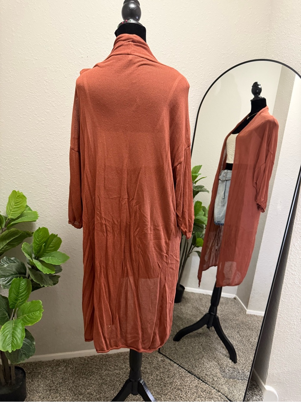 Lightweight Rust Open-Front Cardigan - Picture 6 of 7